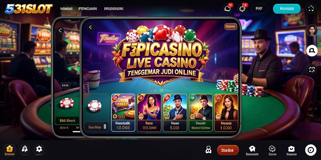 Tampilan gameplay 531SLOT dengan dealer langsung dan berbagai permainan kasino.