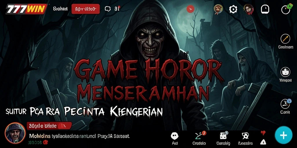 Screenshot gameplay 777WIN menampilkan momen menegangkan dan pertempuran melawan makhluk horor.