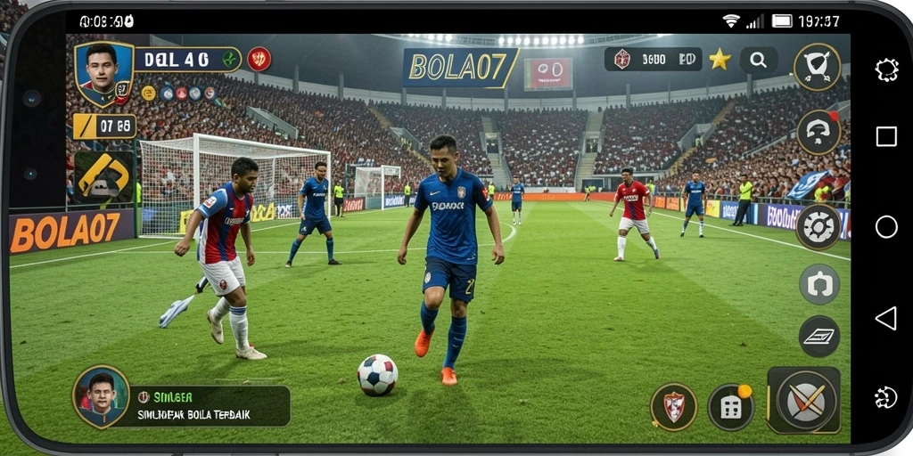 Screenshot BOLA07 menampilkan pertandingan sepak bola yang mendebarkan.