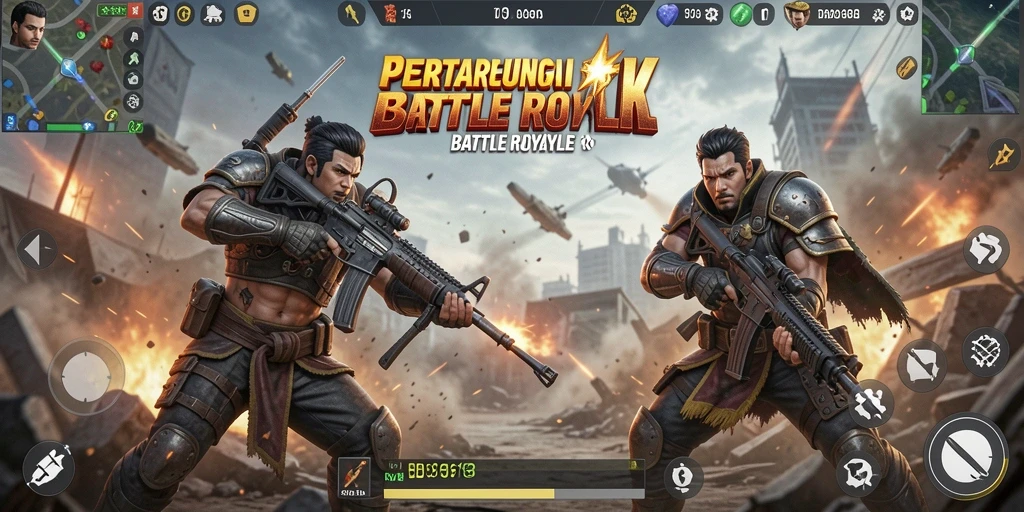 Tangkapan layar BOS138 menampilkan aksi seru dalam pertempuran Battle Royale.