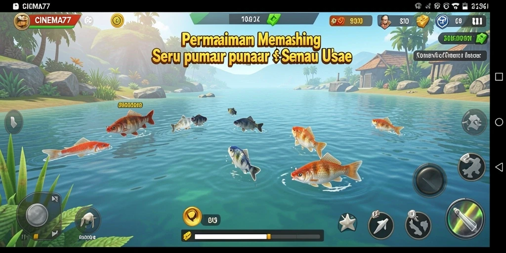 Gameplay CINEMA77 menampilkan suasana memancing yang seru dan menenangkan.