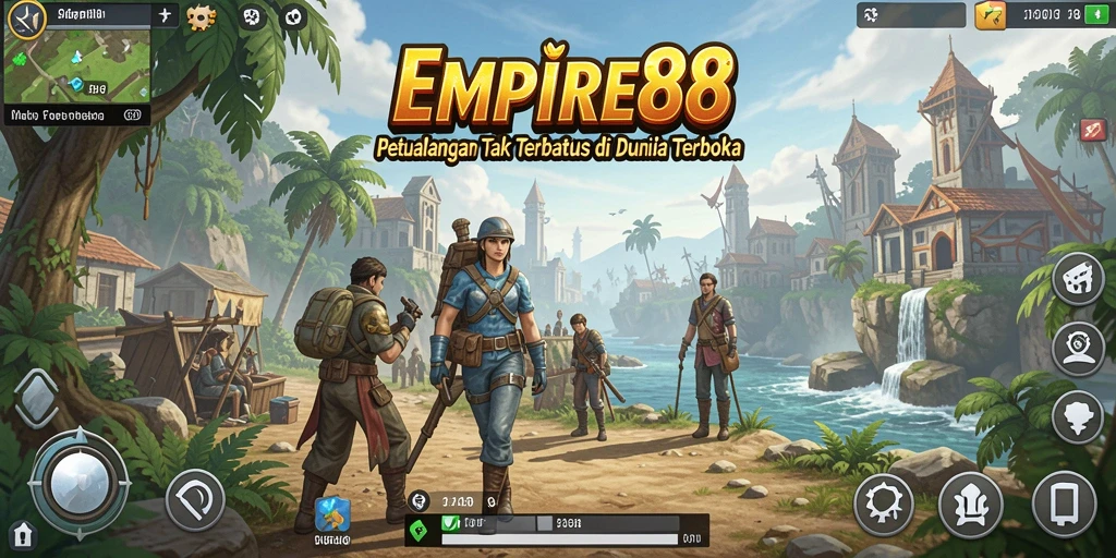 Screenshot gameplay EMPIRE88 yang menampilkan pemandangan dunia terbuka.
