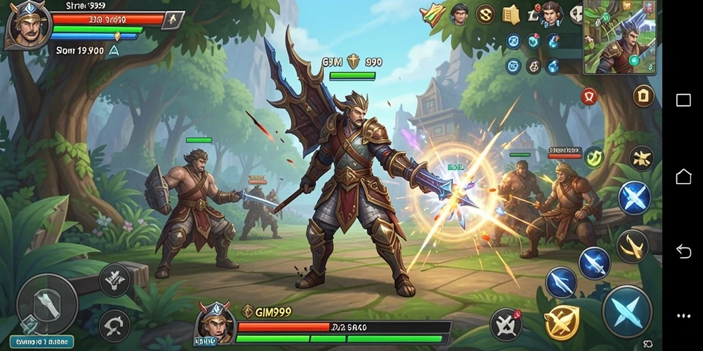 Tangkapan layar gameplay GIM999 yang menampilkan strategi dan peperangan.