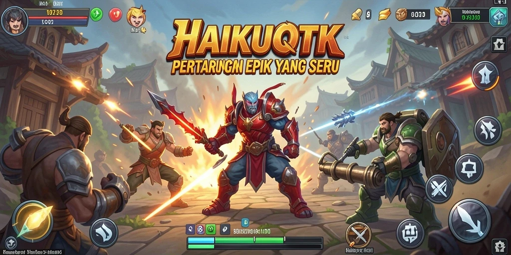 Screenshot utama HAIKUOTK menampilkan pertarungan antara karakter dengan efek visual yang mengesankan.