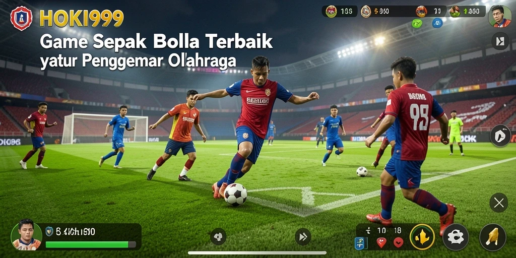 Screenshot utama HOKI99 menampilkan aksi seru dalam permainan sepak bola.