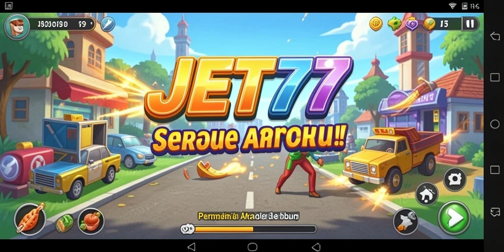 Tampilan permainan arcade JET77 yang penuh aksi dan tantangan.