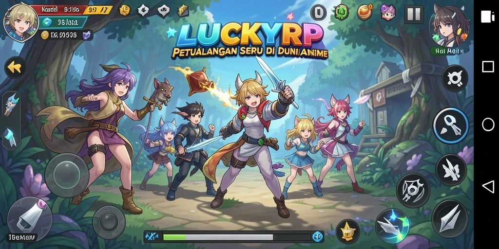 Tampilan gameplay LUCKYRP dengan karakter anime yang menawan.