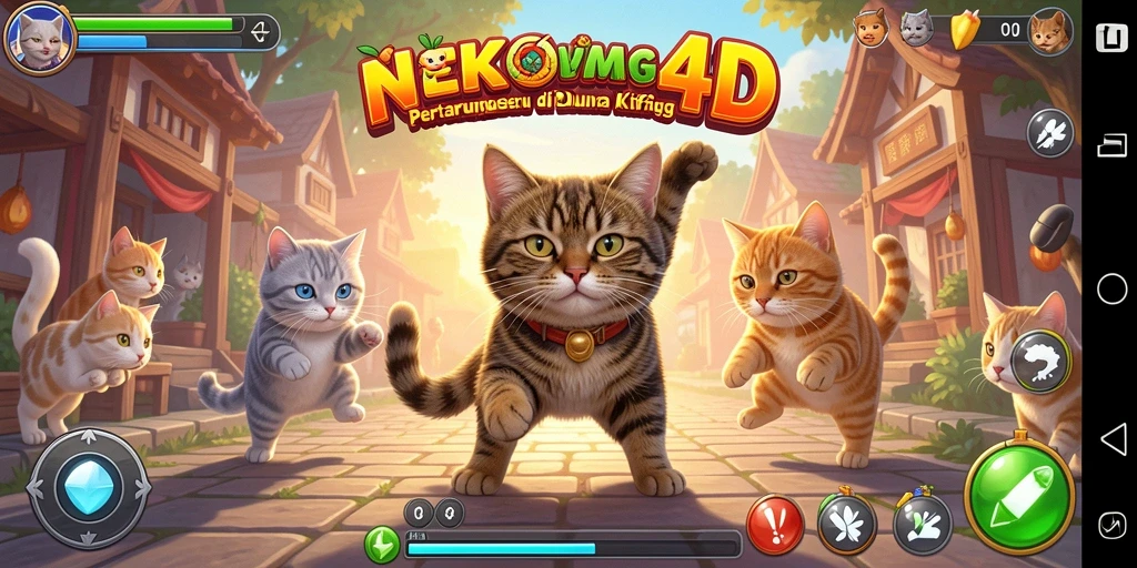 Gameplay seru NEKO4D dengan aksi pertarungan kucing.