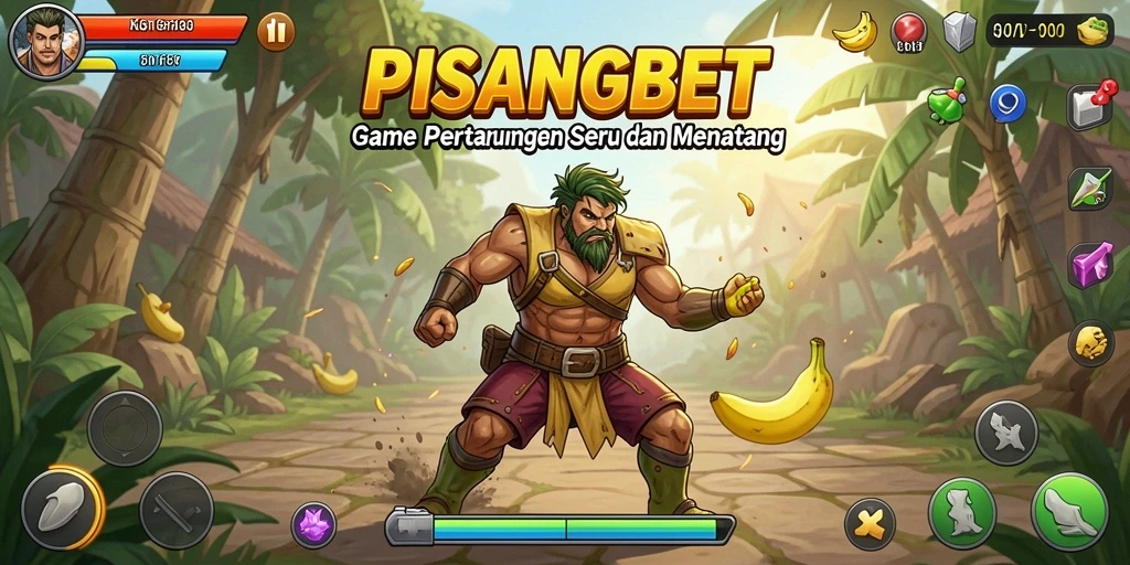 Tangkapan layar PISANGBET menampilkan aksi pertarungan seru antar karakter.