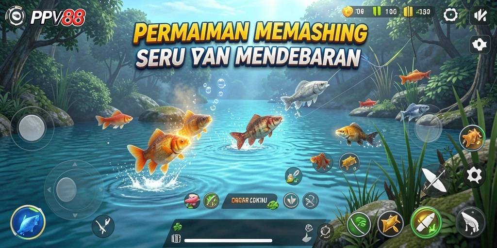 Gameplay PPV88 yang menegangkan dengan pemandangan memancing yang indah.