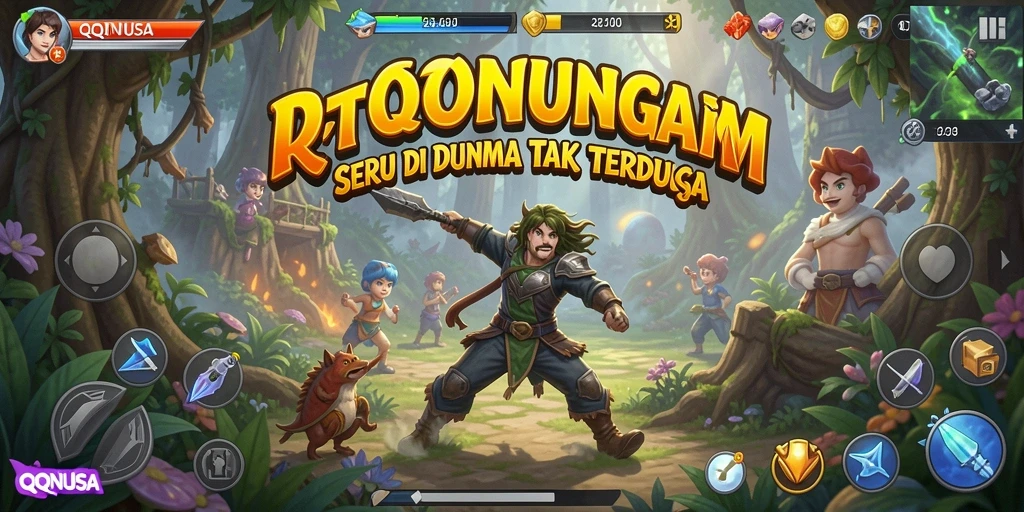 Tampilan screenshot yang menunjukkan aksi seru dalam petualangan QQNUSA.