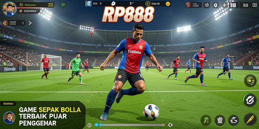 Tampilan gameplay sepak bola yang seru dan menghibur.