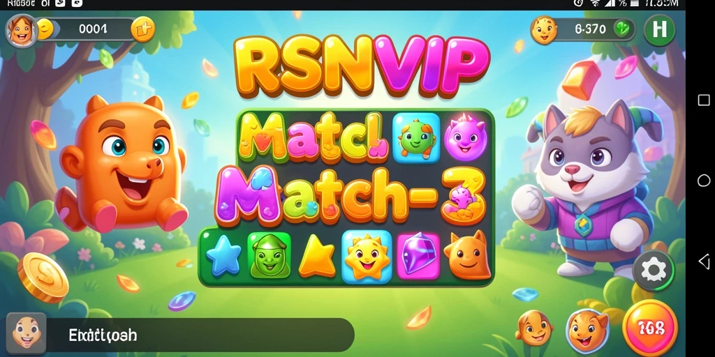 Skrinsut gameplay RSNVIP yang menampilkan kombinasi warna-warni.