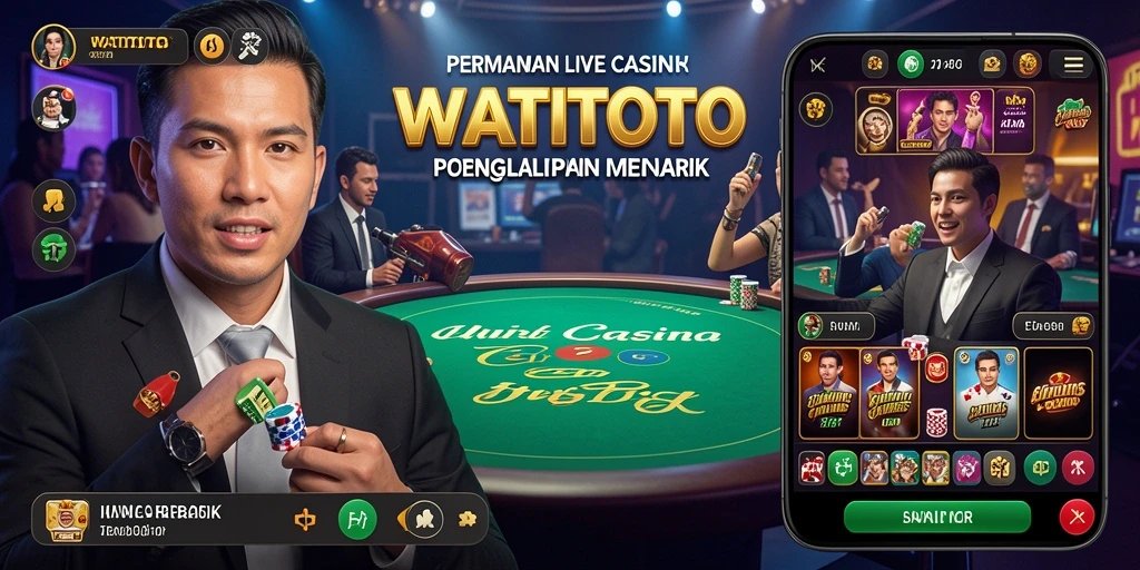 Tampilan gameplay WATITOTO dengan dealer langsung dan suasana kasino.