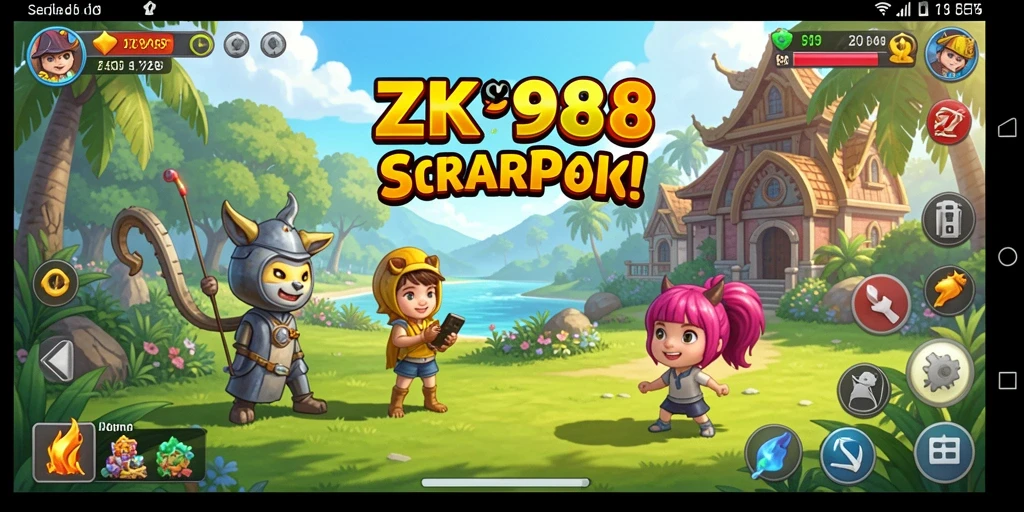 Tampilan gameplay ZK988 yang menyenangkan dan penuh warna.